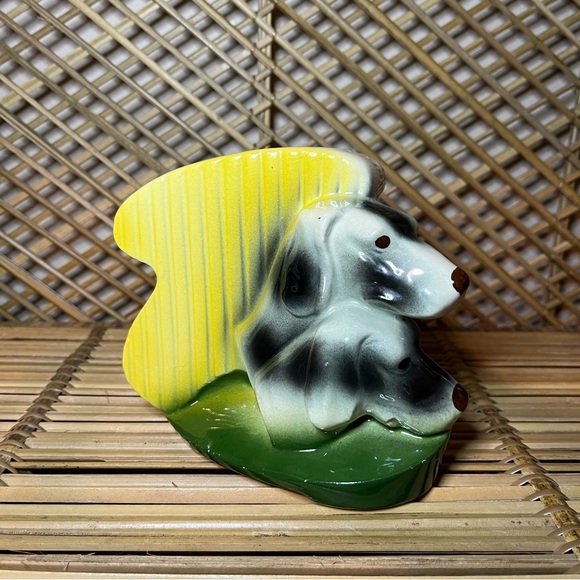 Vintage Accents Vintage 94s Art Deco Dog Heads Ceramic Planter